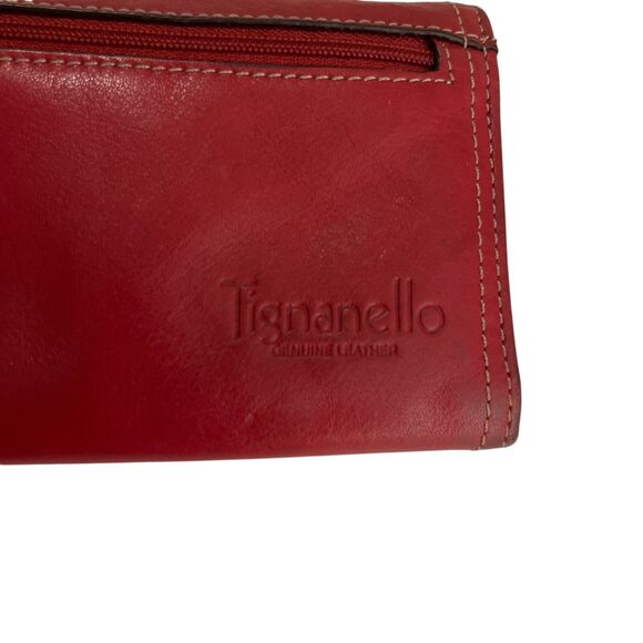 Tignanello Wallet Bag Red Burgundy Leather 7" Coin Purse Trifold Zip - Picture 13 of 16